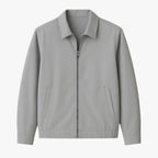 Men's Harrington Jacket - Lightweight Zip-Up Bomber, Minimalist Old Money Style, Smart Casual Outerwear Grey