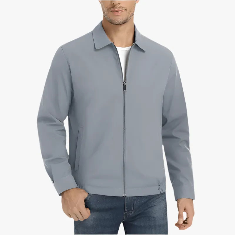 Men's Harrington Jacket - Lightweight Zip-Up Bomber, Minimalist Old Money Style, Smart Casual Outerwear