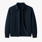 Men's Harrington Jacket - Lightweight Zip-Up Bomber, Minimalist Old Money Style, Smart Casual Outerwear Navy