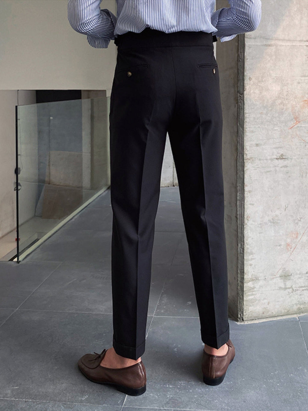 Men’s High-Waisted Gurkha Trousers – Classic Tailored Pleated Pants for Timeless Sophistication