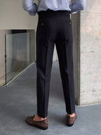Men’s High-Waisted Gurkha Trousers – Classic Tailored Pleated Pants for Timeless Sophistication