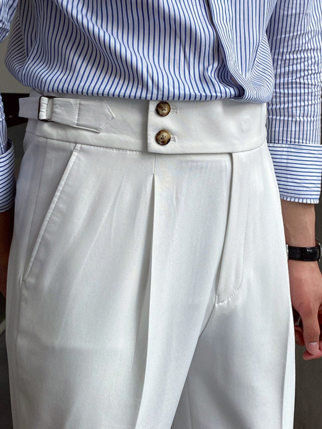 Men’s High-Waisted Gurkha Trousers – Classic Tailored Pleated Pants for Timeless Sophistication