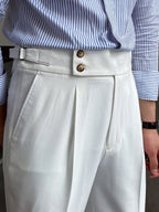 Men’s High-Waisted Gurkha Trousers – Classic Tailored Pleated Pants for Timeless Sophistication