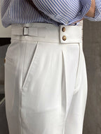 Men’s High-Waisted Gurkha Trousers – Classic Tailored Pleated Pants for Timeless Sophistication