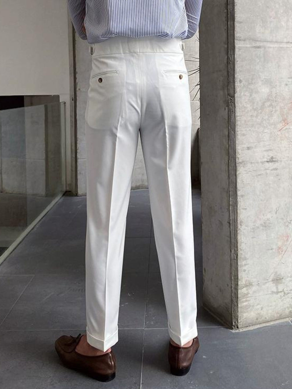 Men’s High-Waisted Gurkha Trousers – Classic Tailored Pleated Pants for Timeless Sophistication