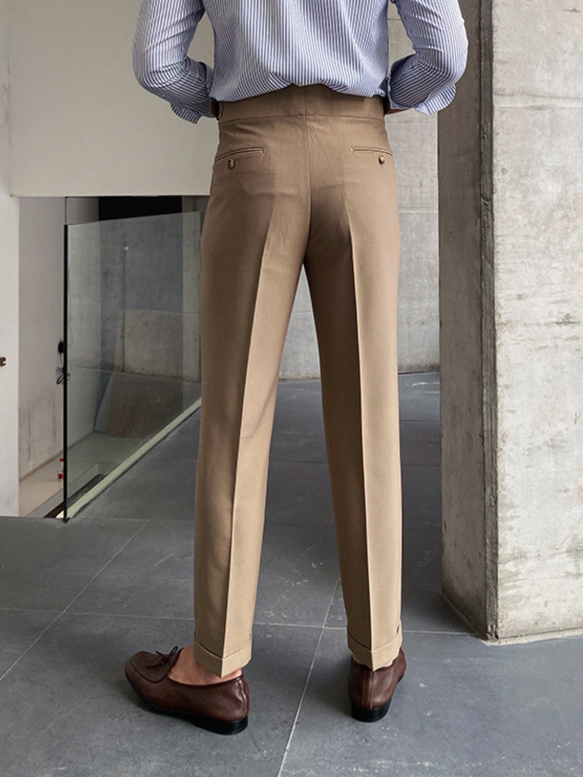 Men’s High-Waisted Gurkha Trousers – Classic Tailored Pleated Pants for Timeless Sophistication