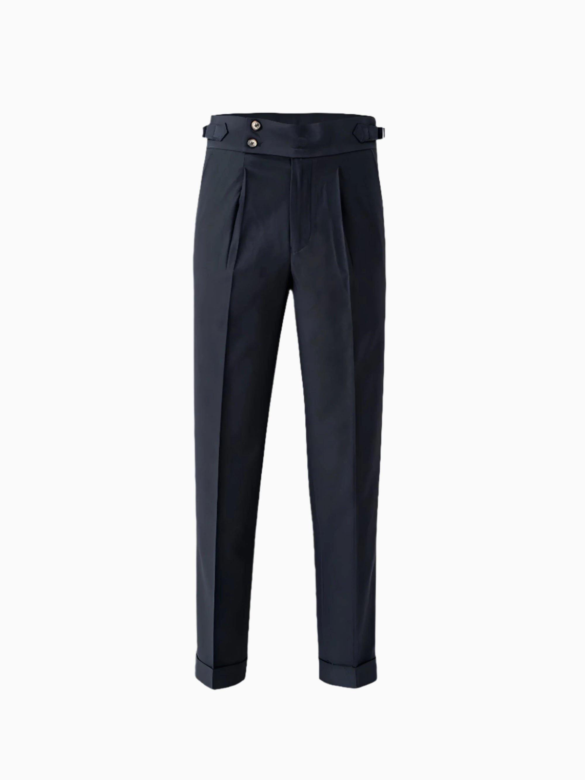 Men’s High-Waisted Gurkha Trousers – Classic Tailored Pleated Pants for Timeless Sophistication Grey