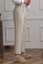 Men’s High-Waisted Pleated Trousers – Tailored Fit for Smart Casual and Formal Wear