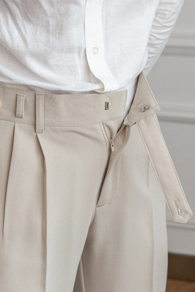 Men’s High-Waisted Pleated Trousers – Tailored Fit for Smart Casual and Formal Wear