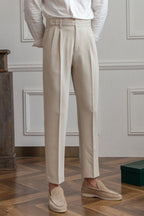 Men’s High-Waisted Pleated Trousers – Tailored Fit for Smart Casual and Formal Wear