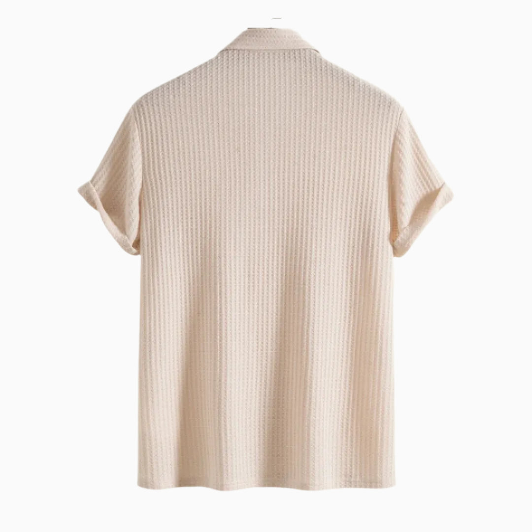 Men's Knitted Waffle Polo Shirt - Stylish, Comfortable Casual Wear