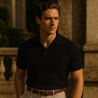 Men's Knitted Waffle Polo Shirt - Stylish, Comfortable Casual Wear