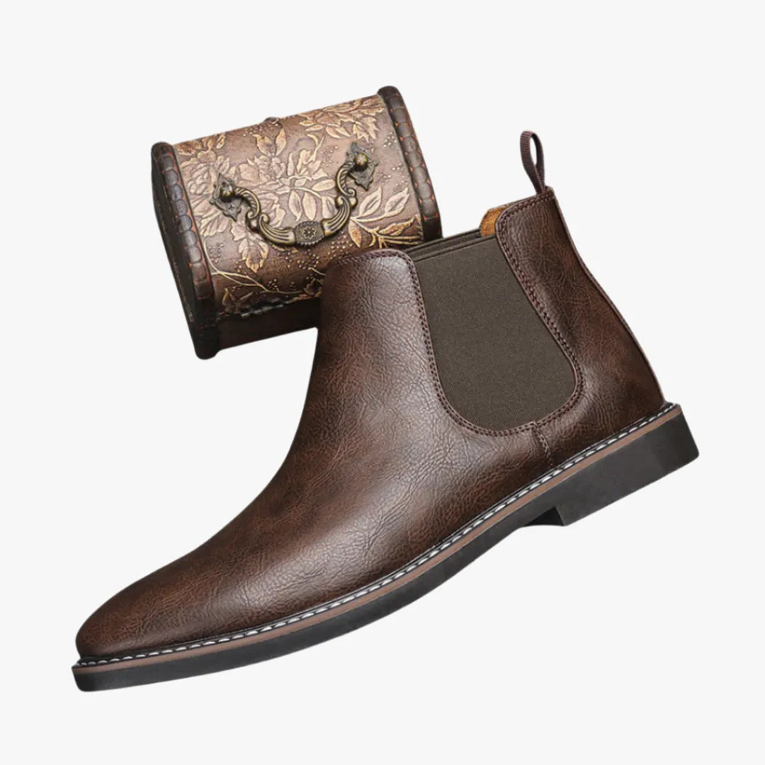 Men's Leather Chelsea Boots - Stylish, Durable, Classic Design Dark Brown