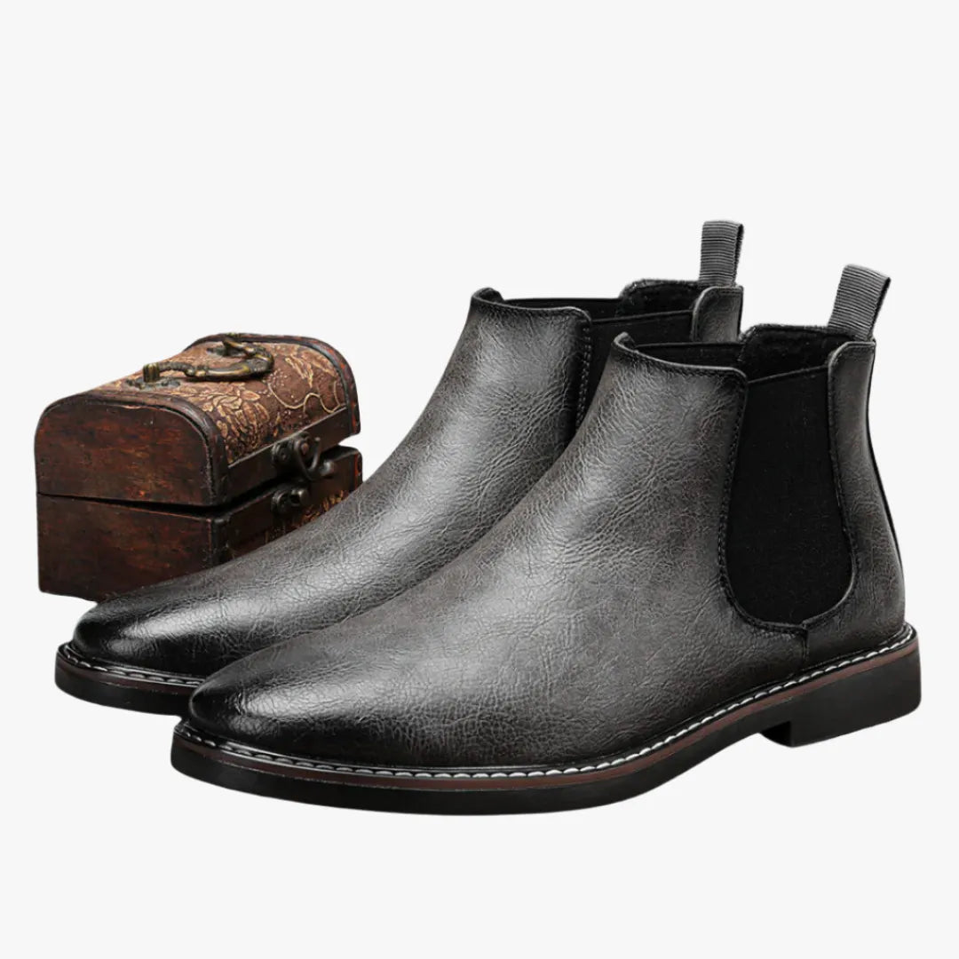 Men's Leather Chelsea Boots - Stylish, Durable, Classic Design Grey