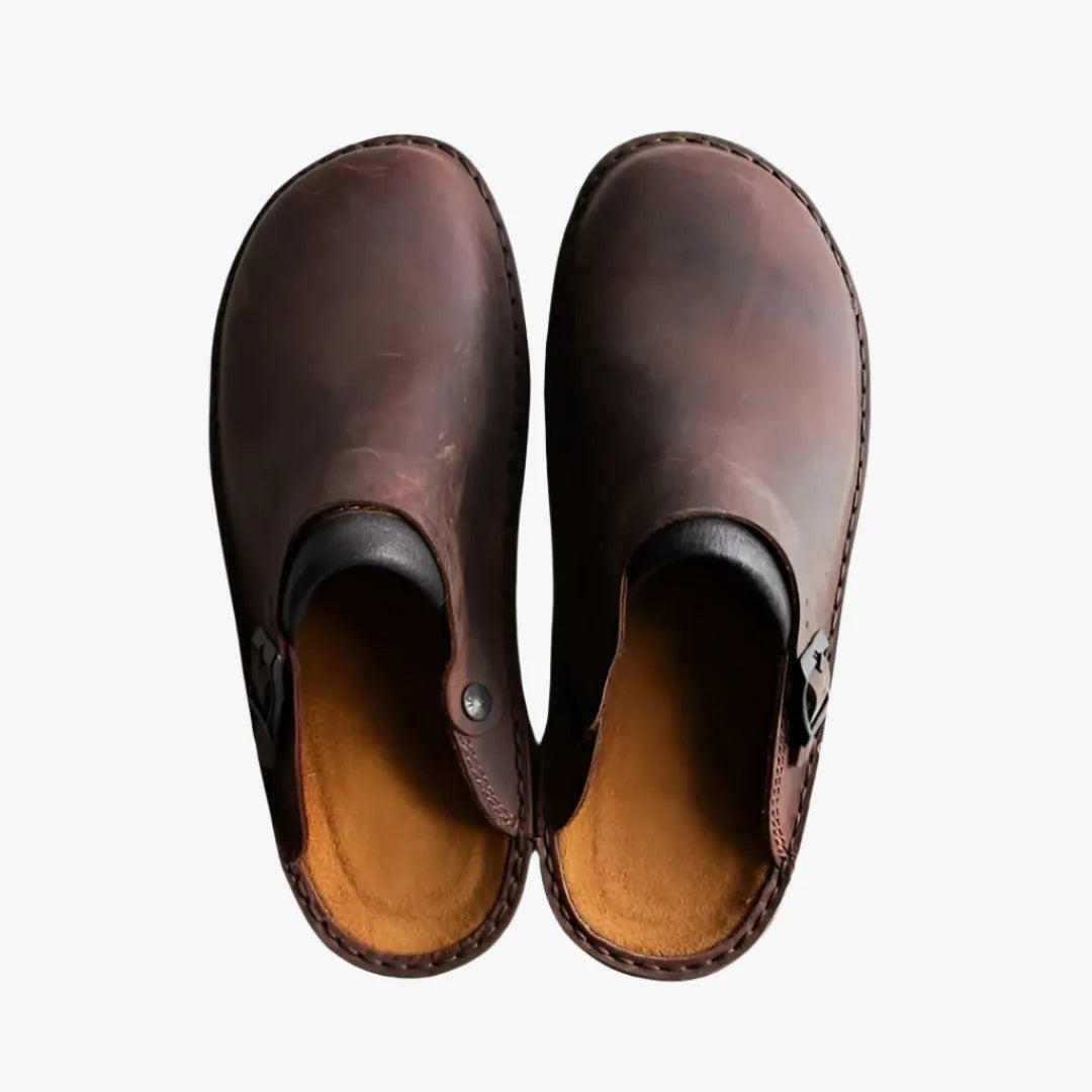 Men's Leather Slip-On Clogs - Stylish Casual & Work Footwear