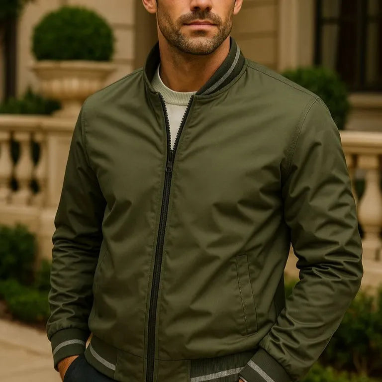 Men's Lightweight Baseball Bomber Jacket – Slim Fit, Breathable Summer Zip-Up Casual Jacket