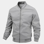 Men's Lightweight Baseball Bomber Jacket – Slim Fit, Breathable Summer Zip-Up Casual Jacket Grey