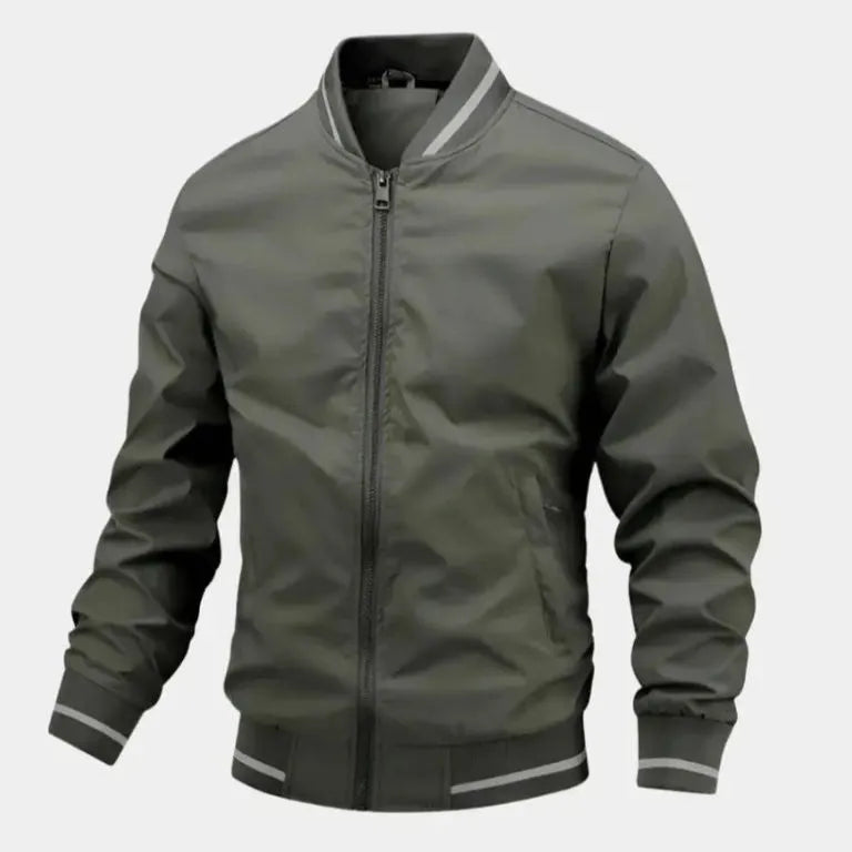 Men's Lightweight Baseball Bomber Jacket – Slim Fit, Breathable Summer Zip-Up Casual Jacket Green