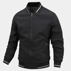 Men's Lightweight Baseball Bomber Jacket – Slim Fit, Breathable Summer Zip-Up Casual Jacket Black