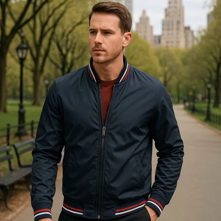 Men's Lightweight Bomber Windbreaker Jacket – Slim Fit, Summer Zip-Up Baseball Style