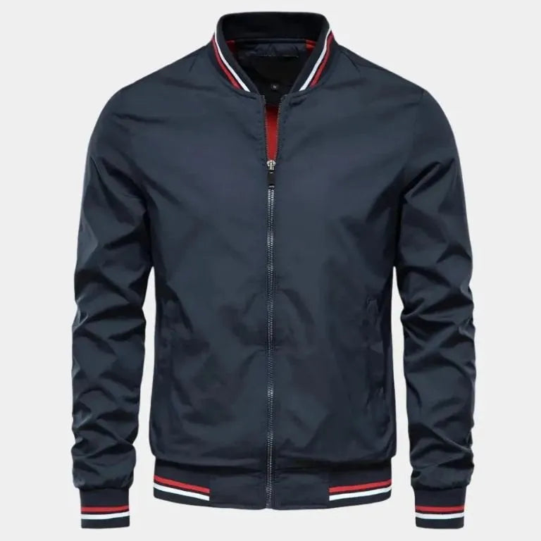 Men's Lightweight Bomber Windbreaker Jacket – Slim Fit, Summer Zip-Up Baseball Style Navy