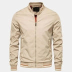 Men's Lightweight Bomber Windbreaker Jacket – Slim Fit, Summer Zip-Up Baseball Style Khaki