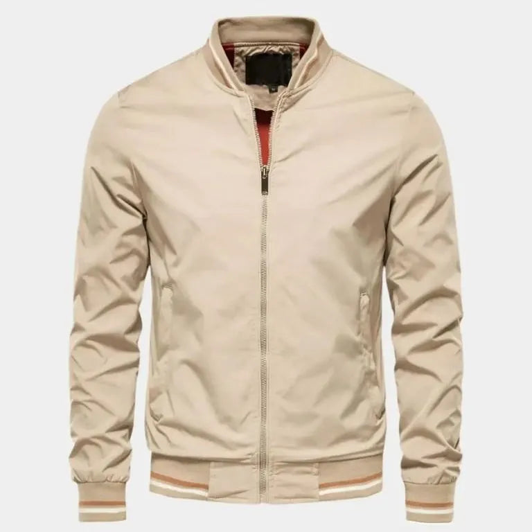 Men's Lightweight Bomber Windbreaker Jacket – Slim Fit, Summer Zip-Up Baseball Style Khaki