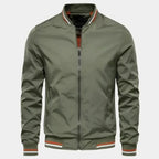 Men's Lightweight Bomber Windbreaker Jacket – Slim Fit, Summer Zip-Up Baseball Style Green
