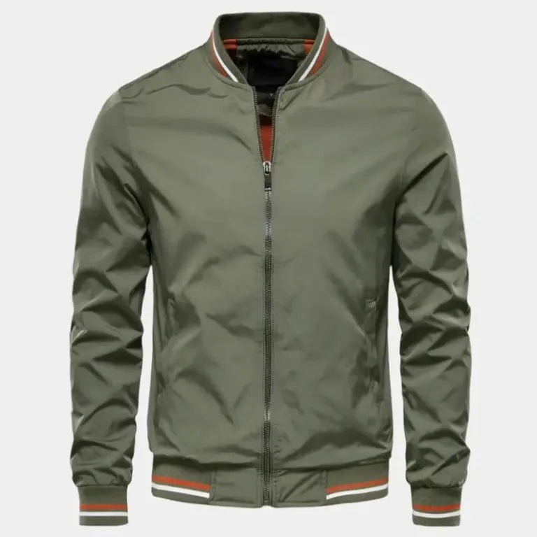 Men's Lightweight Bomber Windbreaker Jacket – Slim Fit, Summer Zip-Up Baseball Style Green