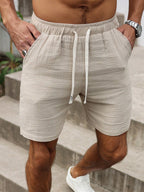 Men's Lightweight Cotton Shorts – Breathable Summer Fit with Drawstring Waist Khaki