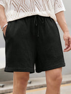 Men’s Lightweight Cotton Shorts – Textured Summer Loungewear for Casual Comfort Black