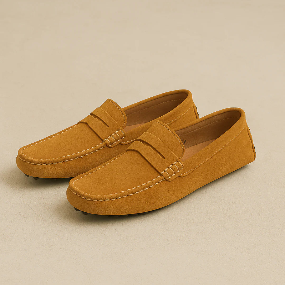 Men's Lightweight Italian-Style Suede Dress Loafers - Stylish Comfort Light brown