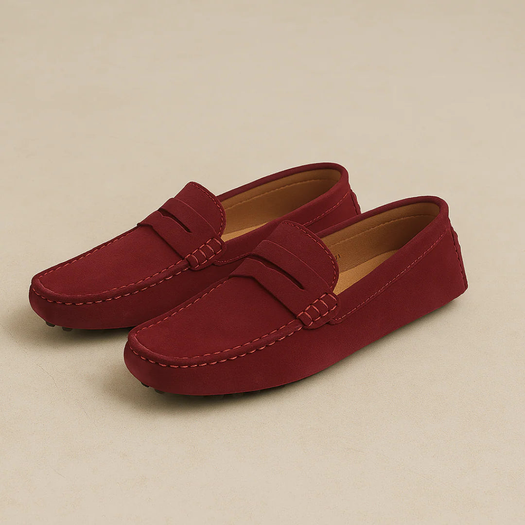 Men's Lightweight Italian-Style Suede Dress Loafers - Stylish Comfort Red