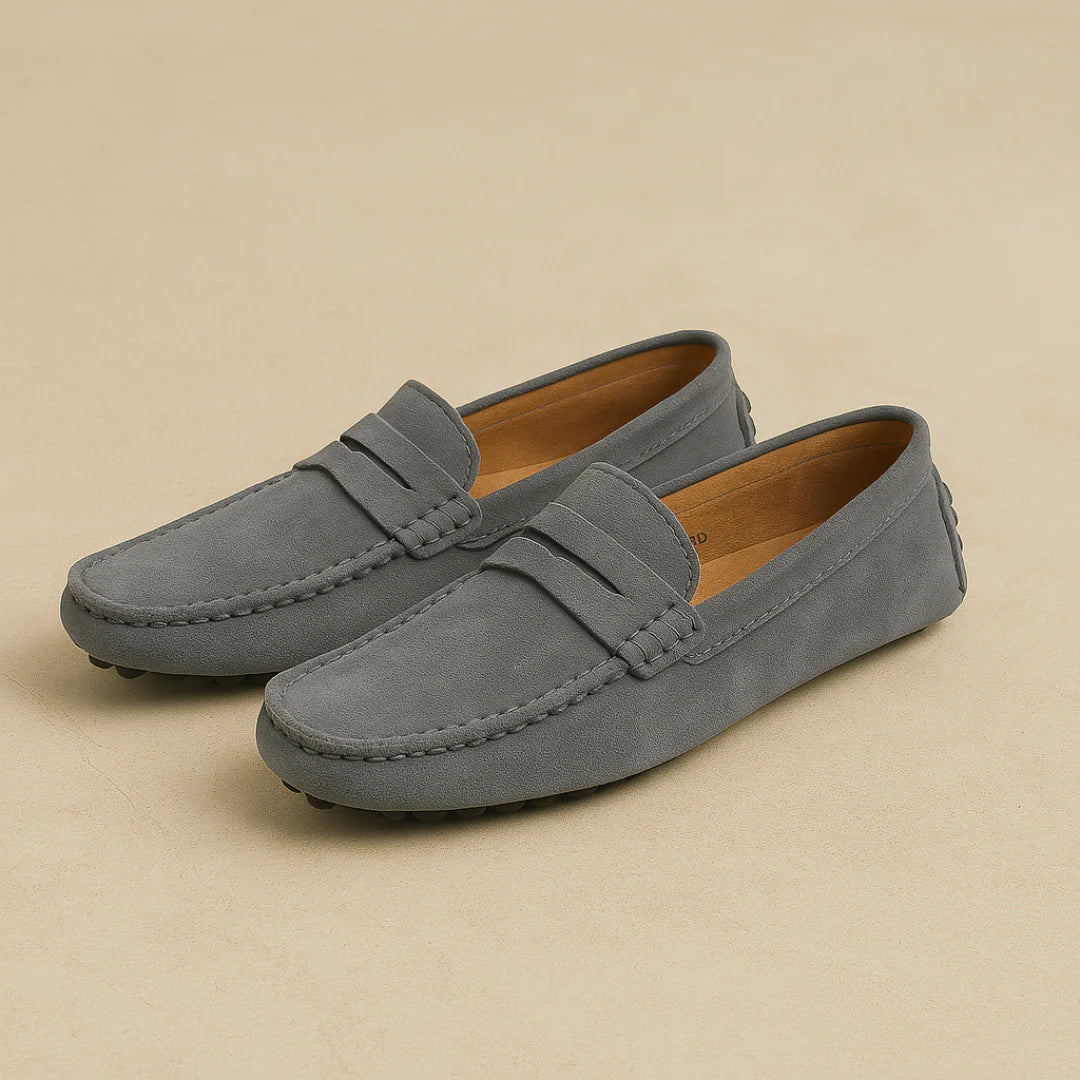 Men's Lightweight Italian-Style Suede Dress Loafers - Stylish Comfort Grey