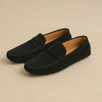 Men's Lightweight Italian-Style Suede Dress Loafers - Stylish Comfort Black