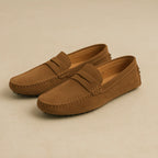 Men's Lightweight Italian-Style Suede Dress Loafers - Stylish Comfort Brown