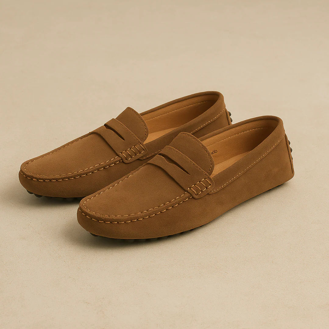 Men's Lightweight Italian-Style Suede Dress Loafers - Stylish Comfort Brown