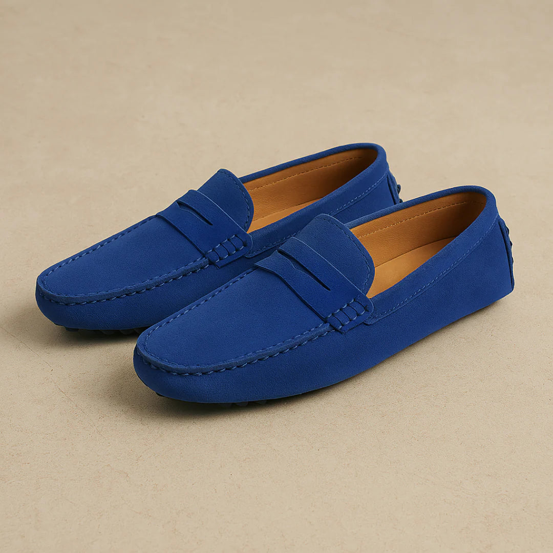 Men's Lightweight Italian-Style Suede Dress Loafers - Stylish Comfort Royal Blue