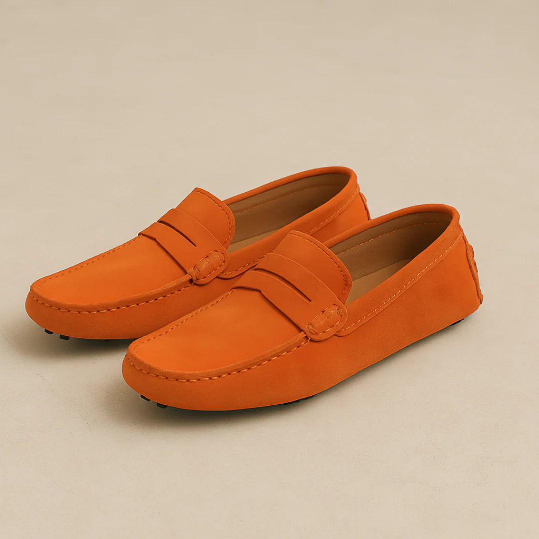 Men's Lightweight Italian-Style Suede Dress Loafers - Stylish Comfort Orange