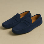 Men's Lightweight Italian-Style Suede Dress Loafers - Stylish Comfort Navy
