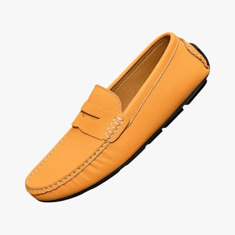 Men's Lightweight Leather Summer Loafers – Stylish Slip-Ons Yellow