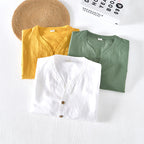 Men's Lightweight Linen Short Sleeve V-Neck Casual Shirt - Relaxed Fit
