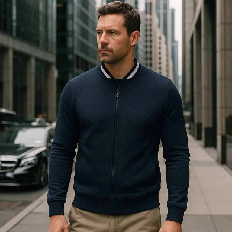 Men's Lightweight Quilted Bomber Jacket – Slim Fit, Breathable Summer Zip-Up Flight Jacket