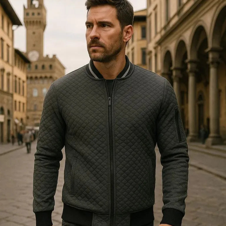 Men's Lightweight Quilted Bomber Jacket – Slim Fit, Breathable Summer Zip-Up Flight Jacket