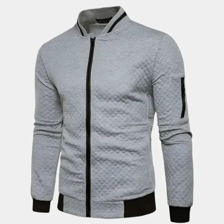Men's Lightweight Quilted Bomber Jacket – Slim Fit, Breathable Summer Zip-Up Flight Jacket Light grey