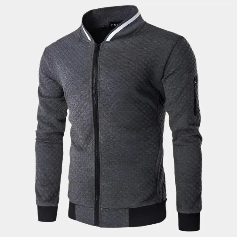 Men's Lightweight Quilted Bomber Jacket – Slim Fit, Breathable Summer Zip-Up Flight Jacket Grey
