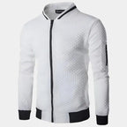 Men's Lightweight Quilted Bomber Jacket – Slim Fit, Breathable Summer Zip-Up Flight Jacket White