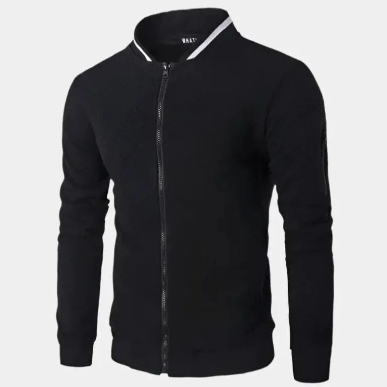 Men's Lightweight Quilted Bomber Jacket – Slim Fit, Breathable Summer Zip-Up Flight Jacket Black