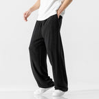 Men's Linen Blend Casual Trousers, Loose Fit, Full Length, Drawstring
