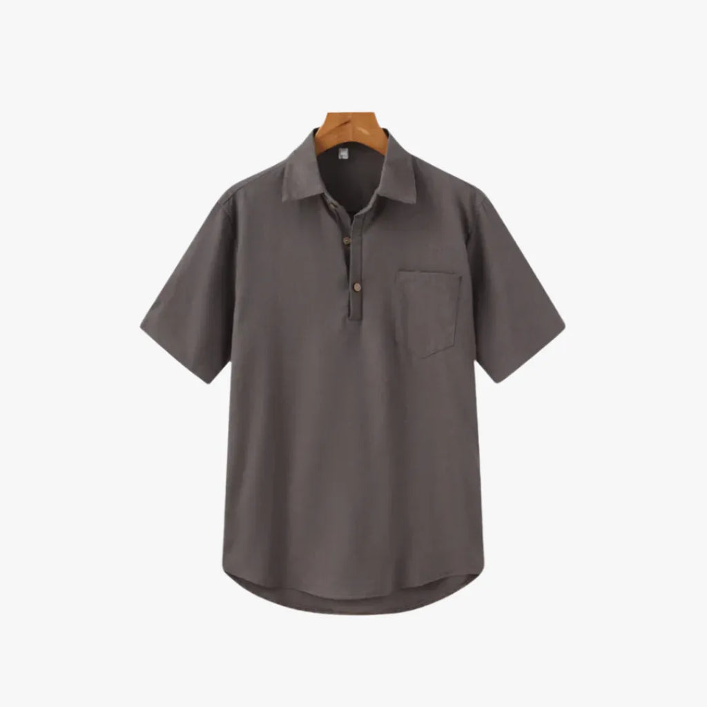 Men’s Linen Polo Shirt – Breathable, Lightweight Casual Summer Top Gray
